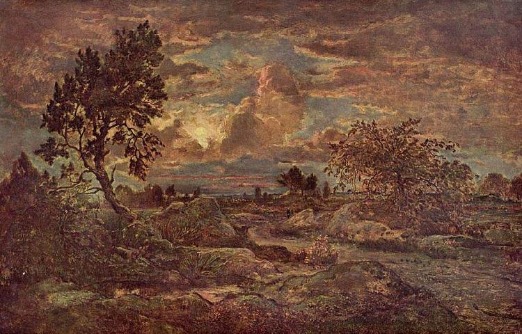 Theodore Rousseau Sonnenuntergang bei Arbonne Sweden oil painting art